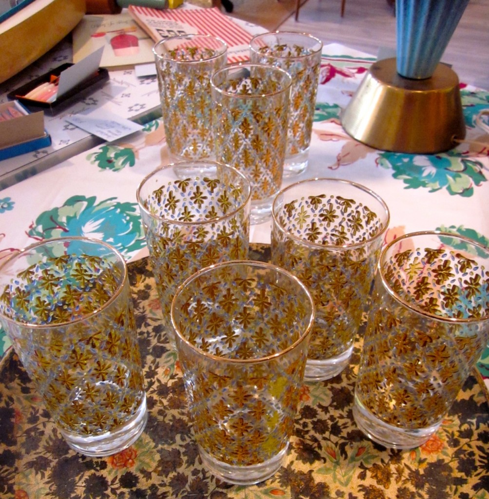 Beautiful beaded glass on glass drinks glasses. Heavy. Your summer drinks never tasted so good! $50 set