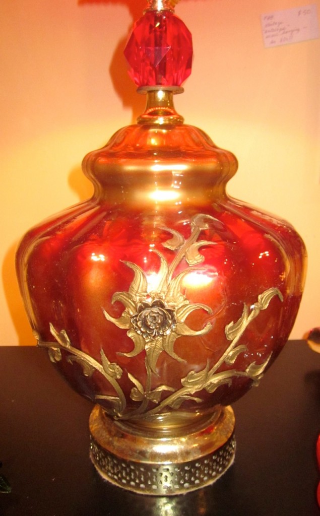 Detail of the metal overlay on the red lamps.