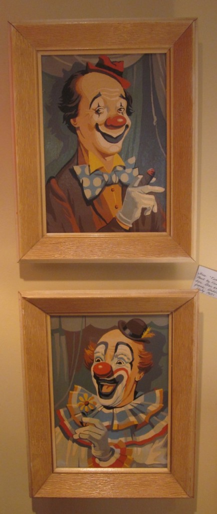 Pair of clown paint by numbers called "Funny Fellows" in original frames  ($75 - pair)