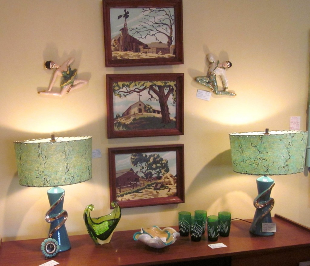 Turquoise lamps at Mrs. Nicholson Home.