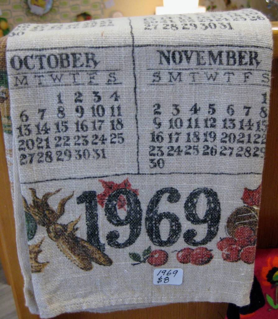 Calendar tea towel 1969 $8
